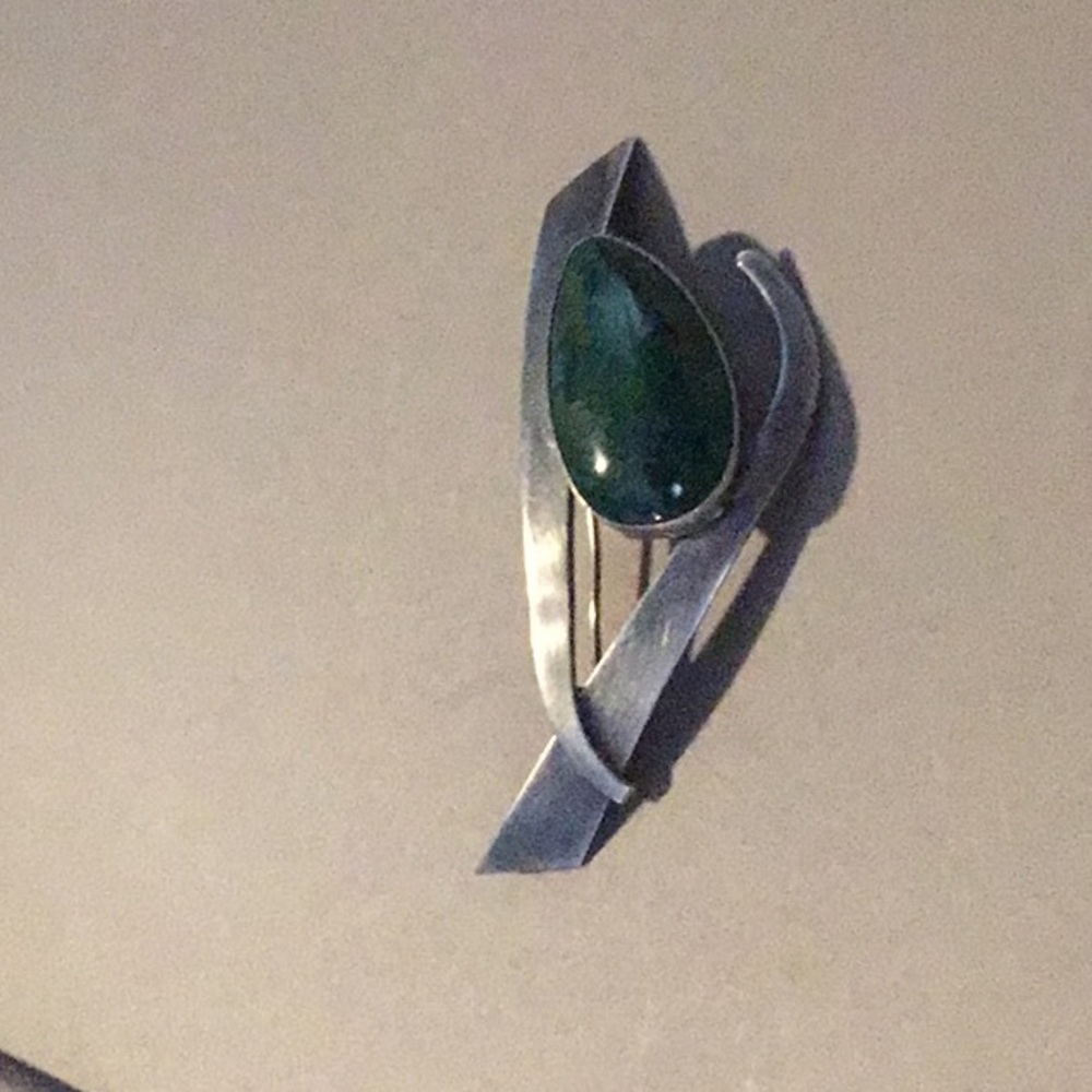 Made in Israel sterling brooch with eilat stone